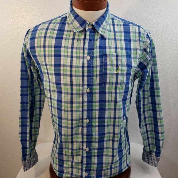 Nautica Boys Men Button Up Shirt Size 18/20 Long S - Picture 6 of 8